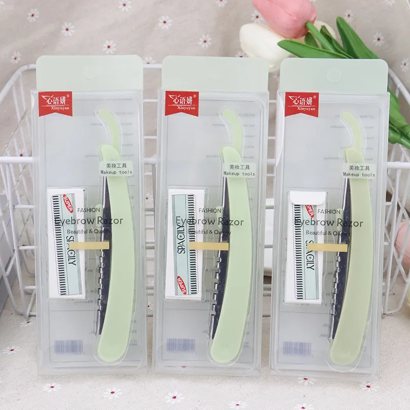 Professional Stainless Steel Folding Eyebrow Razor Kit – Includes Handle & Replacement Blades, Ultra-Sharp Salon-Grade Grooming Tool for Precise Brow Shaping & Hair Removal